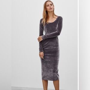 Wilfred Charcoal Velvet Long Sleeve Dress